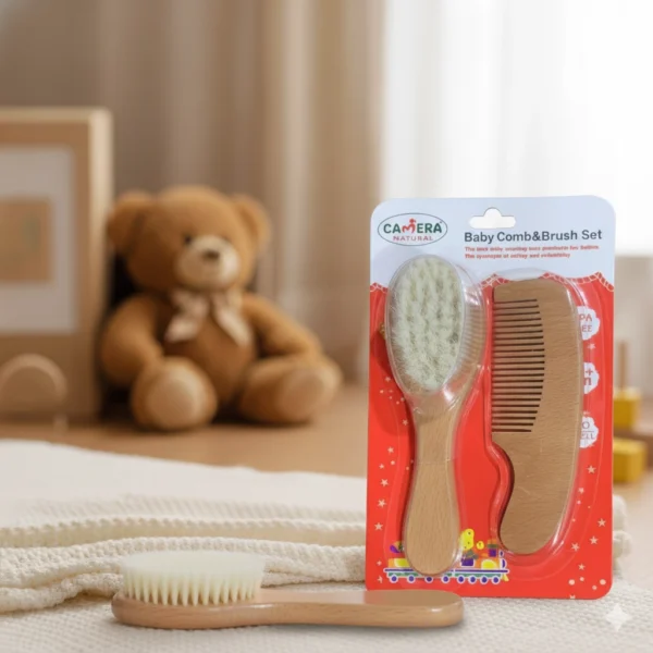 BABY WOODEN COMB & BRUSH SET-BPA-Free